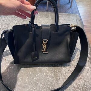 Yves Saint Laurent Black Satchel with Gold Logo